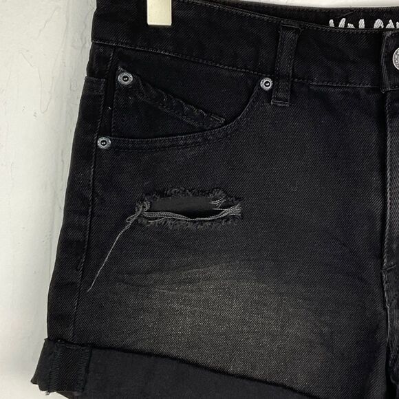 Volcom Black True To This Stoned Distressed Midi Denim Jean Shorts 3 26 - Picture 2 of 4